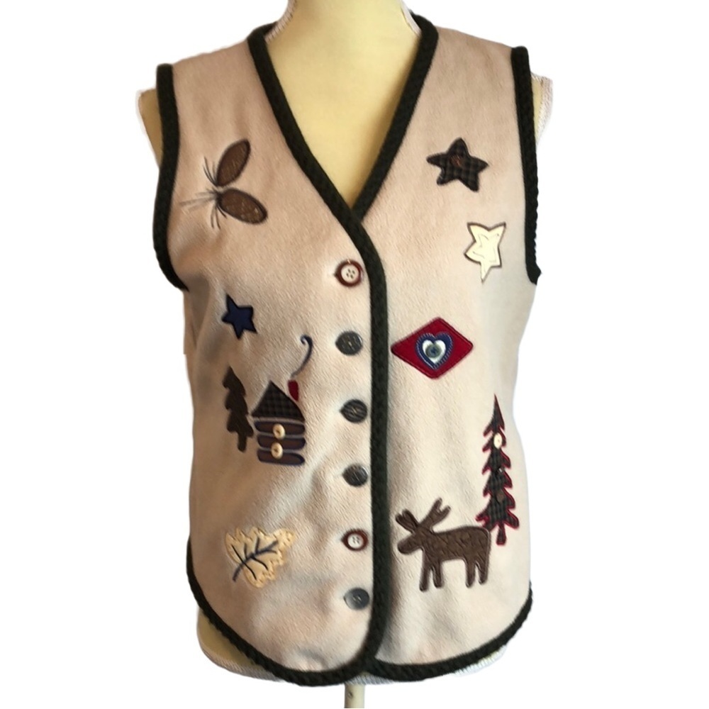 Christopher & Banks Fleece‎ Christmas Theme Vest M